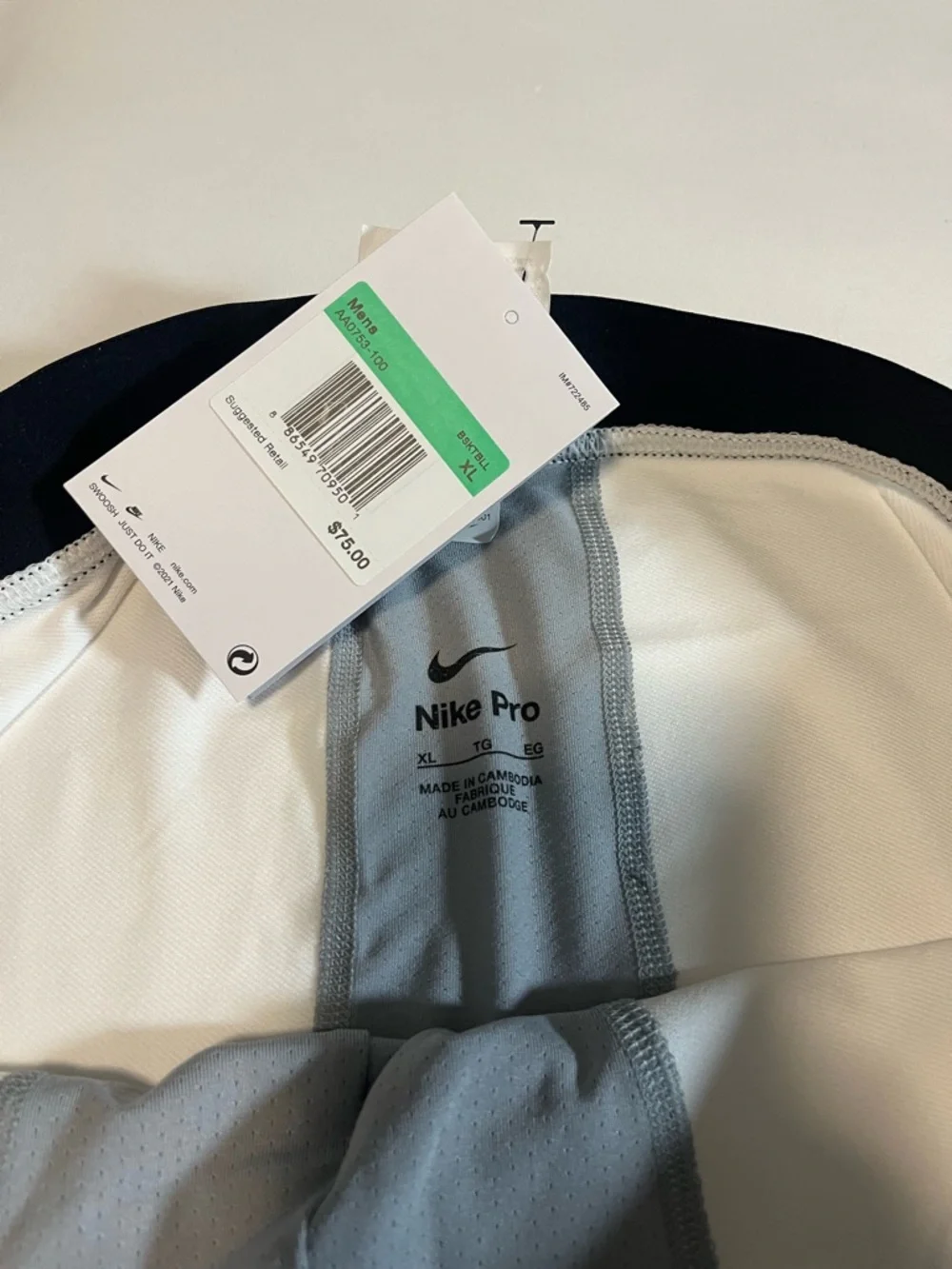 Nike Pro NBA Compression Tights Knee White Gray 2XLT & 3XLT Brand New